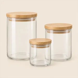 Frascos herméticos de vidrio, set de 3
